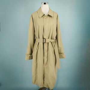 L.L. Bean Men's Size Large L Tan Button Long Sleeve Lined Trench Coat Jacket